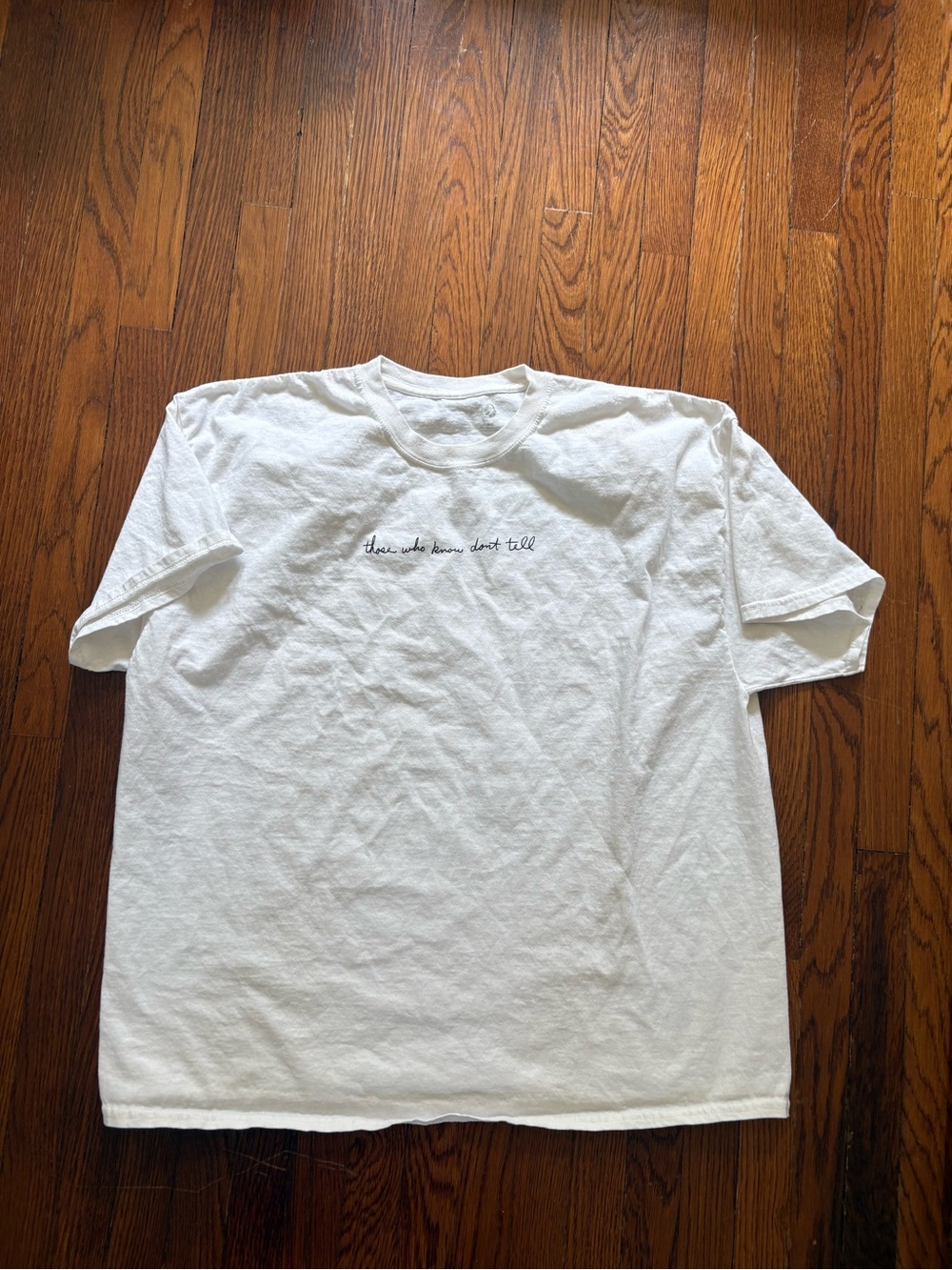Vintage White Short Sleeve Tee with Minimal Script Logo XXL